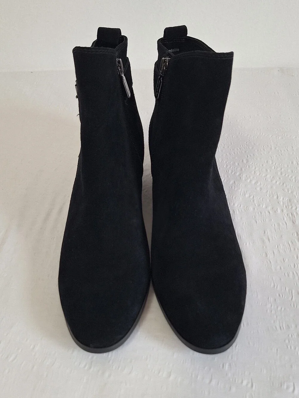 NWTO Blomdo Water Proof Nordstrom Black Suede Ankle Booties with Side Zip Detail